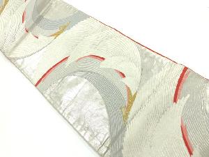 アンティーク　抽象鳥模様織出し袋帯（材料）